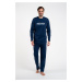 Men's pajamas with long sleeves, long pants - dark blue