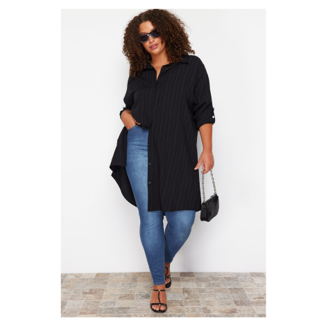 Trendyol Curve Black Plus Size Cotton Woven Shirt