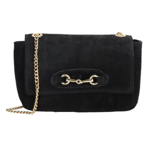 Čierna luxusná kožená crossbody kabelka „Riviere“
