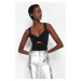 Trendyol Black Crop Window/Cut Out Detailed Knitted Blouse