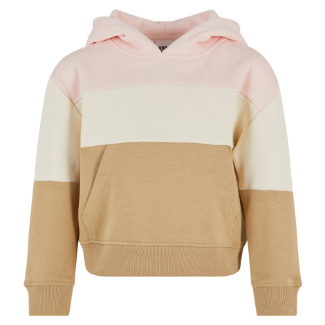 Girls' Oversized 3-Tone Hoody Pink/White Sand/Unionbeige Urban Classics