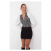 Trendyol Black Crop Fitted Tweed Woven Blouse