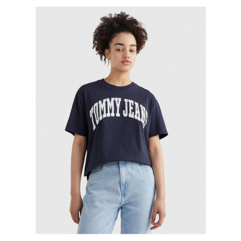 Dark Blue Women's Patterned Long T-Shirt Tommy Jeans - Women Tommy Hilfiger
