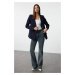 Trendyol Dark Navy Blue Regular Lined Double Breasted Closure Woven Blazer Jacket