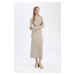 DEFACTO Bodycon Body-hugging Crew Neck Basic Plain Camisole Long Sleeve Maxi Dress