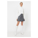 Koton Women Gray Pleated Mini Skirt