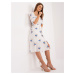 Ecru-Blue Floral Dress with Slit