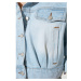 Trendyol Crop Denim Jacket WITH Light Blue Pocket DetailING