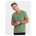 Ombre BASIC men's classic cotton T-shirt with a crew neckline - green