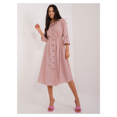 Peach shirt dress with belt