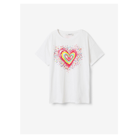 White Girls' T-shirt Desigual Heart - Girls