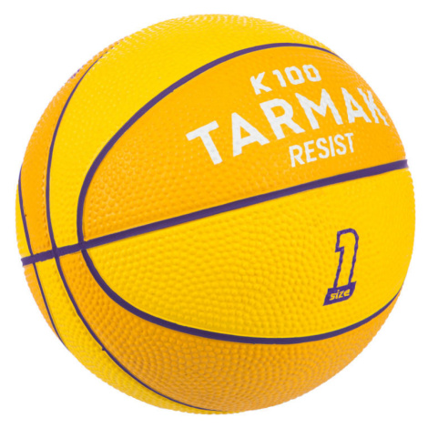 Detská mini basketbalová lopta veľkosti 1 - K100 žltá gumená TARMAK