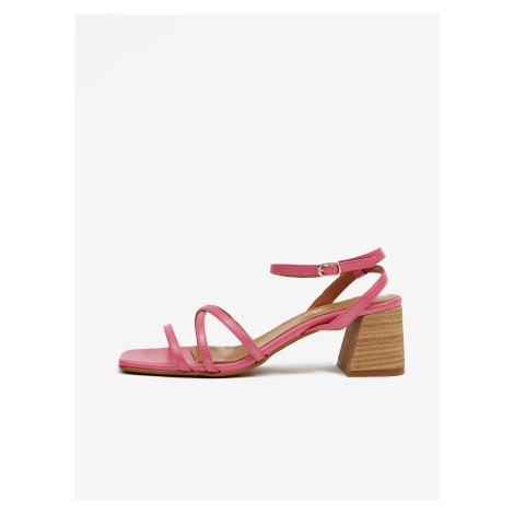 Ružové dámske sandále na podpätku OJJU