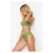 Trendyol Green Draped High Waist Regular Bikini Bottom