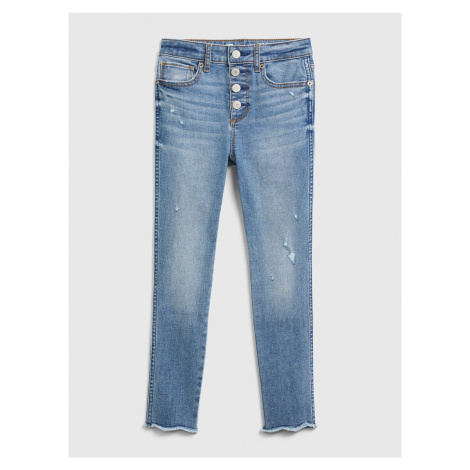 GAP Detské džínsy jeggings high rise distressed ankle with max stretch Modrá