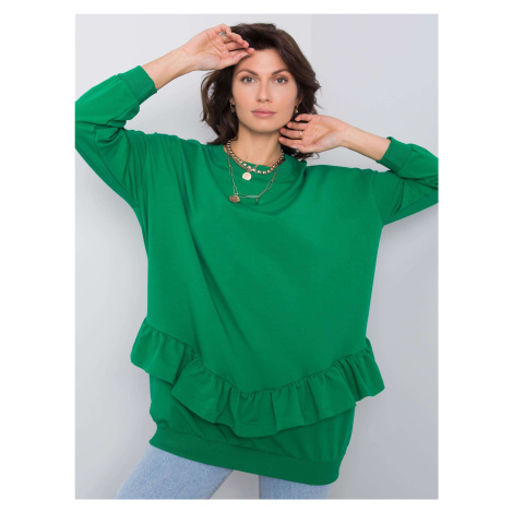 Green cotton sweatshirt with ruffles
