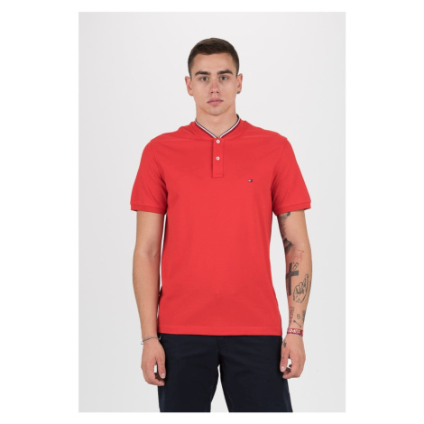 Tommy Hilfiger Polo tričko - BASEBALL COLLAR SLIM POLO červené