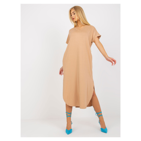 Oversize camel dress with short sleeves OH BELLA