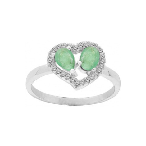 Brilio Silver Pôvabný strieborný prsteň so smaragdmi R-FS-5648E 56 mm
