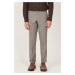 ALTINYILDIZ CLASSICS Men's Brown Comfort Fit Relaxed Cut Elastic Waist Patterned Stretchy Trouse