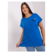 Women's dark blue blouse with short sleeves plus size