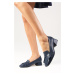 Mio Gusto Brenda Navy Blue Women's Shoes with Short Toes and Heels.