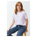 Trendyol Lilac Crew Neck Ribbed Regular Knitted T-Shirt
