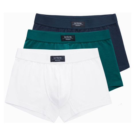 Ombre BASIC men's single color matching boxer shorts with elastane - 3 pack mix OM-UNBB