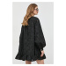 Bavlnené šaty Custommade Keera čierna farba, mini, áčkový strih