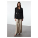 Trendyol Black Accessory Detailed Woven Blazer Jacket