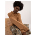 Light brown loose women's turtleneck sweater