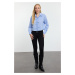 Trendyol Blue Regular Fit Crop Woven Shirt with front tie detail