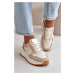 Women's platform sneakers made of eco-leather beige Issatta