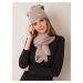 RUE PARIS Dark beige set of hat and scarf