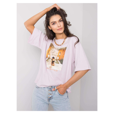 Lilac women's T-shirt with Morris print