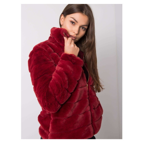SUBLEVEL Dark red fur jacket without a hood