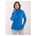 Blue women's turtleneck with shiny thread