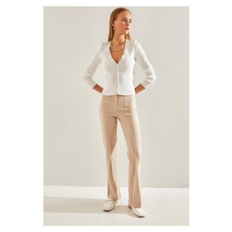 Bianco Lucci Women's Chestnut Palazzo Trousers