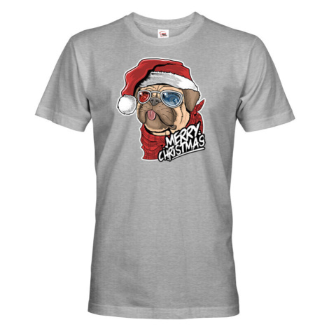 Pánské tričko s potlačou vianočného buldočeka - vtipné vianočné tričko