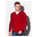 Červený pánsky sveter s košeľovou vsadkou E120