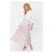 Trendyol prášková sukňa s kvetinovým vzorom, plisovaná a s elastickým pásom