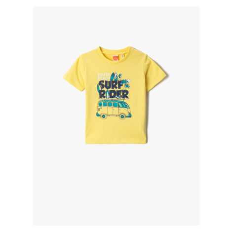 Koton Surf Themed Printed Short Sleeve T-Shirt Crew Neck