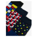 Súprava troch párov vzorovaných ponožiek v čiernej farbe SAM 73