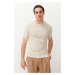 Trendyol Beige Slim-Narrow Fit Cotton Crew Neck Basic Knitwear T-shirt