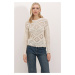 Bigdart 15860 Openwork/Perforated Oversize Sweater - Stone