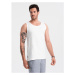 Pánske tričko bez rukávov OMBRE Tank top OM-TSBT-0192 V-1 white