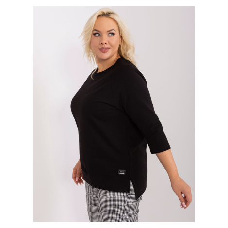 Black loose blouse plus size with 3/4 sleeves
