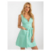 Mint flowing denim dress with buttons