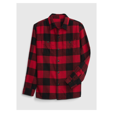 Čierno-červená chlapčenská kockovaná flanelová košeľa GAP