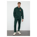 Trendyol Emerald Green Oversize/Wide Cut Hooded Letter Embroidered Tracksuit